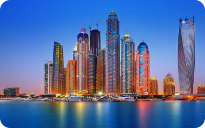 Dubai Marina с самыми высокими небоскребами в мире